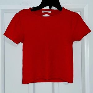 Zara Kids Red Short Sleeve Blouse with Back Cutout